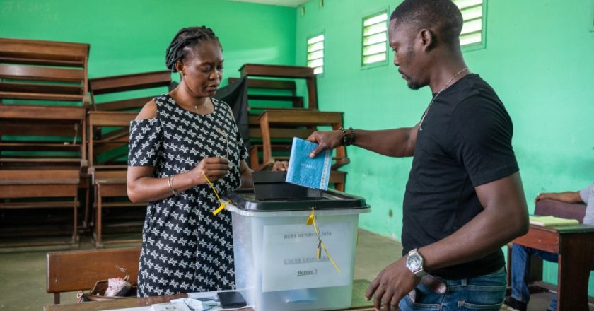 Early reports say a majority of voters in Gabon cast ballots to end military rule